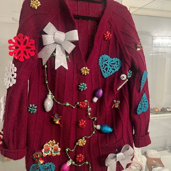 Oh my gosh a home made knit ugly Christmas sweater size large extra large 🎄 - Picture 13 of 17